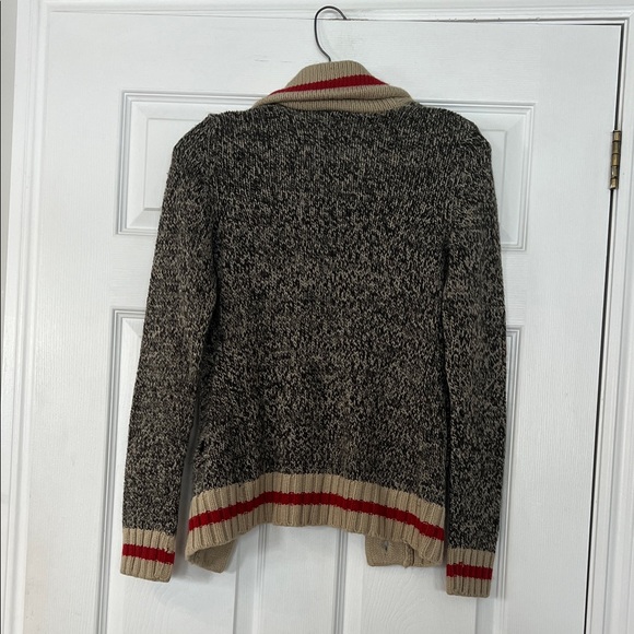 Sold - 4/$20 Bluenotes Black and Cream Knit Cardigan with Red Accents - Picture 3 of 3